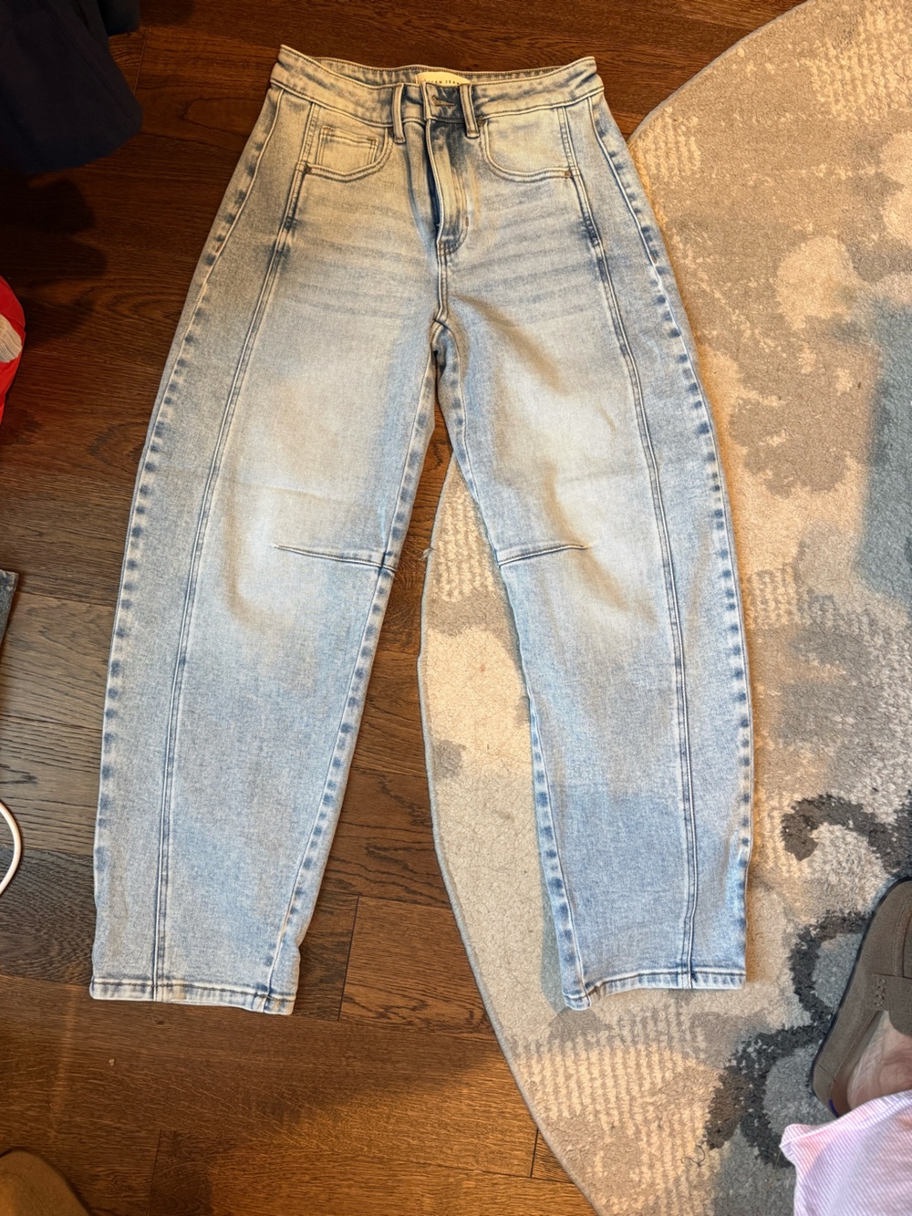 High-Rise Light Wash Barrell Leg Jeans